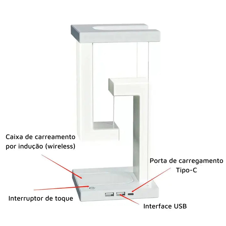 Luminária de Mesa com Carregador por Indução Home Store