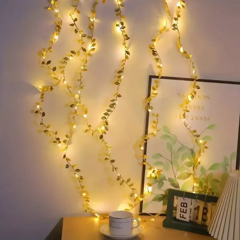 Planta Artificial Folhas de Ouro com Luz de Led - Home Store