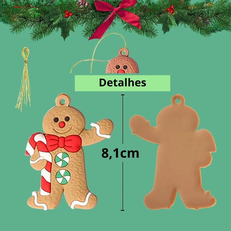 Enfeite Árvore de Natal Boneco Gengibre 12 unidades - Home Store